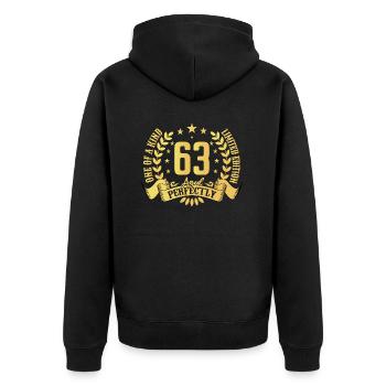 63 Jahre Geburtstagsgeschenk 63 Jahre - Unisex Premium Bio Zip Hoodie - Schwarz - Hinten - Nico (187cm)