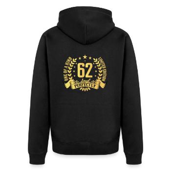 62 Jahre Geburtstagsgeschenk 62 Jahre - Unisex Premium Bio Zip Hoodie - Schwarz - Hinten - Nico (187cm)