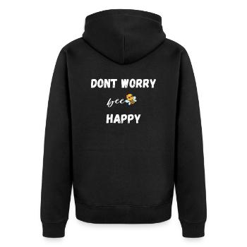 Don't worry bee happy - Unisex Premium Bio Zip Hoodie - Schwarz - Hinten - Nico (187cm)