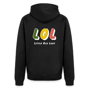 LOL - Petite vieille dame - Veste à capuche bio Premium Unisexe - noir - Dos - Nico (187cm)