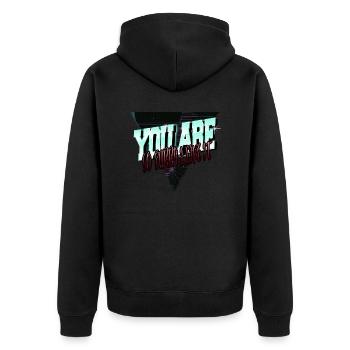 pet cat cartoon cat funny quote kitten - Unisex Premium Bio Zip Hoodie - Schwarz - Hinten - Nico (187cm)