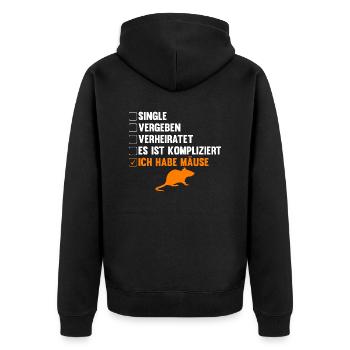 Es ist kompliziert ich habe Mäuse - Unisex Premium Bio Zip Hoodie - Schwarz - Hinten - Nico (187cm)