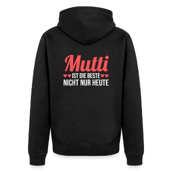 Mutter Muttertag Mama - Unisex Premium Bio Zip Hoodie - Schwarz - Hinten - Nico (187cm)