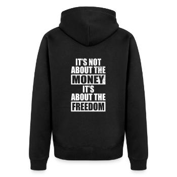 Unternehmer Freiheit Aktien ETF It's About Freedom - Unisex Premium Bio Zip Hoodie - Schwarz - Hinten - Nico (187cm)