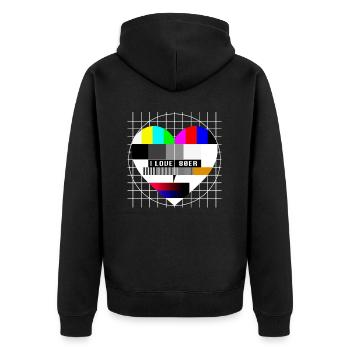80er Jahre TV Testbild Herz Liebe I Love 80s Party - Unisex Premium Bio Zip Hoodie - Schwarz - Hinten - Nico (187cm)