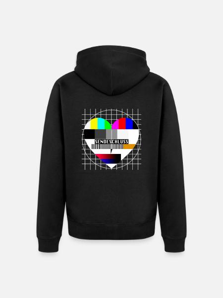 Testbild Herz Sendeschluss 90er Party 80er Jahre - Unisex Premium Bio Zip Hoodie - Schwarz