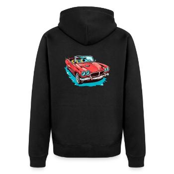 Rotes Cabriolet - Unisex Premium Bio Zip Hoodie - Schwarz - Hinten - Nico (187cm)