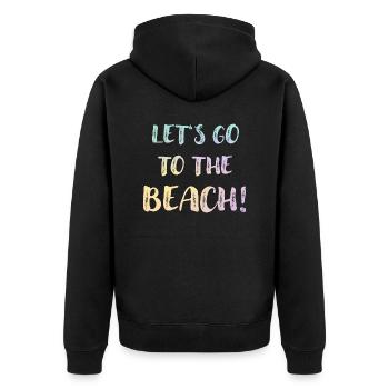 lets go to the beach – pastell farbe urlaub strand - Unisex Premium Bio Zip Hoodie - Schwarz - Hinten - Nico (187cm)