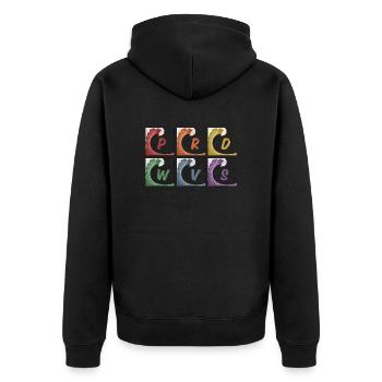 LGBTQ+ Rainbow Gay Pride Waves Surf PRD WVS - Unisex Premium Organic Zip Hoodie - black - Back - Nico (187cm)