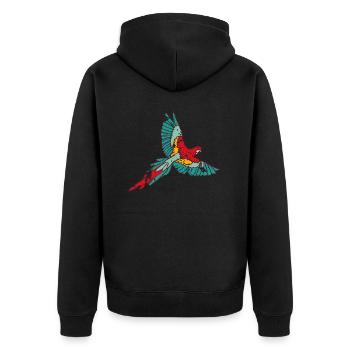 Papagei - Unisex Premium Bio Zip Hoodie - Schwarz - Hinten - Nico (187cm)