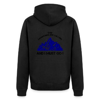 mountains are calling i must go - Unisex Premium Organic Zip Hoodie - black - Back - Nico (187cm)