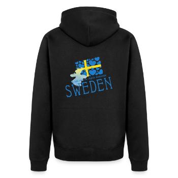 Schweden Sverige Sweden - Unisex Premium Bio Zip Hoodie - Schwarz - Hinten - Nico (187cm)