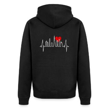 Dubai Skyline Herzschlag Burj Khalifa Silhouette - Unisex Premium Bio Zip Hoodie - Schwarz - Hinten - Nico (187cm)