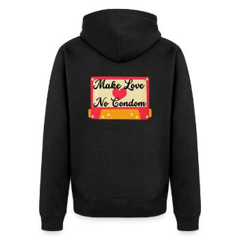 Mixtape des Jahres - Unisex Premium Bio Zip Hoodie - Schwarz - Hinten - Nico (187cm)