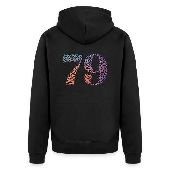 79. Geburtstag Leopard - Unisex Premium Bio Zip Hoodie - Schwarz - Hinten - Nico (187cm)