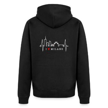 Mailand Skyline Italien Herzschlag Fan Love Milano - Unisex Premium Bio Zip Hoodie - Schwarz - Hinten - Nico (187cm)