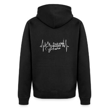 Prag Skyline Herzschlag Tschechien Herz Love Praha - Unisex Premium Bio Zip Hoodie - Schwarz - Hinten - Nico (187cm)