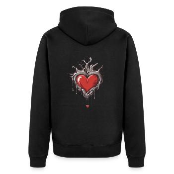 Herz schmilzt mit Struktur - Unisex Premium Bio Zip Hoodie - Schwarz - Hinten - Nico (187cm)