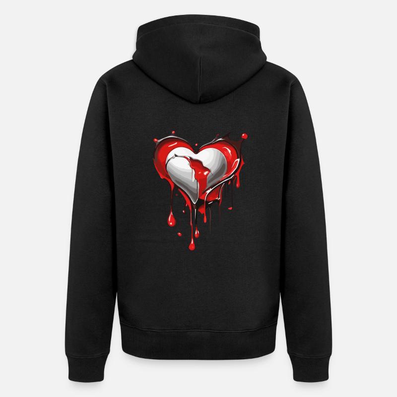 Le cœur brisé fond - Veste à capuche bio Premium Unisexe - noir