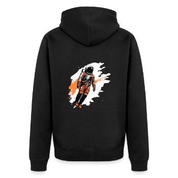 Floating Astronaut - Unisex Premium Organic Zip Hoodie - black - Back - Nico (187cm)