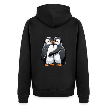 Penguins kissing - Unisex Premium Organic Zip Hoodie - black - Back - Nico (187cm)