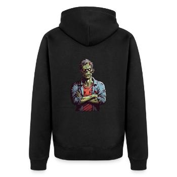 Genervter Zombie - Unisex Premium Bio Zip Hoodie - Schwarz - Hinten - Nico (187cm)