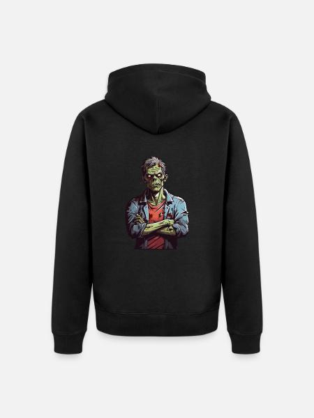 Genervter Zombie - Unisex Premium Bio Zip Hoodie - Schwarz