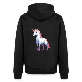 Illustration de licorne mignonne - Veste à capuche bio Premium Unisexe - noir - Dos - Nico (187cm)