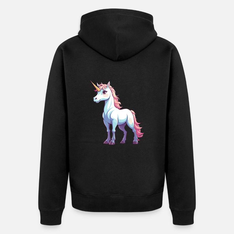 Süßes Einhorn Illustration - Unisex Premium Bio Zip Hoodie - Schwarz