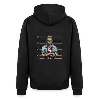 Zombie verurteilt - Unisex Premium Bio Zip Hoodie - Schwarz - Hinten - Nico (187cm)