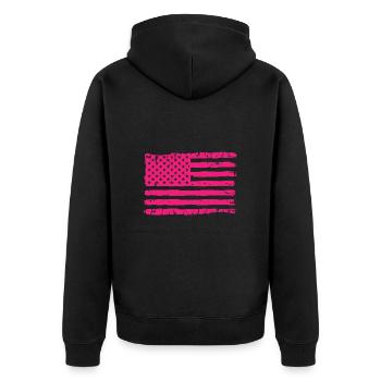 USA Flagge Pink - Unisex Premium Bio Zip Hoodie - Schwarz - Hinten - Nico (187cm)