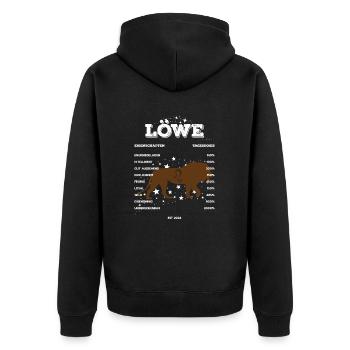 Ich bin ein Löwe Sternzeichen Leo - Unisex Premium Bio Zip Hoodie - Schwarz - Hinten - Nico (187cm)
