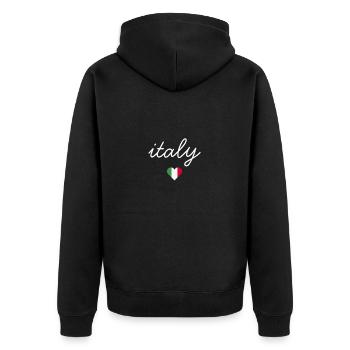 Italy Italien mit Herz - Unisex Premium Bio Zip Hoodie - Schwarz - Hinten - Nico (187cm)
