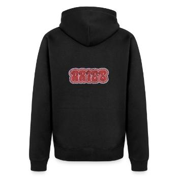 70s Aries Widder Sternzeichen Vintage - Unisex Premium Bio Zip Hoodie - Schwarz - Hinten - Nico (187cm)