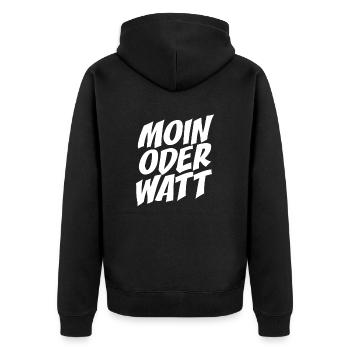 Moin or Watt Ruhrgebiet Ruhrpott Hamburg Moin - Unisex Premium Organic Zip Hoodie - black - Back - Nico (187cm)