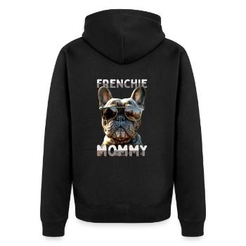 Frenchie Mommy Mama Muttertag Französische Dogge - Unisex Premium Bio Zip Hoodie - Schwarz - Hinten - Nico (187cm)