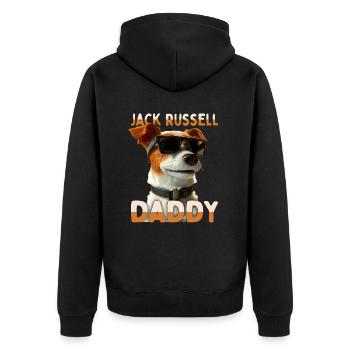 Jack Russell Daddy Papa Vatertag Dad Jack Russell - Unisex Premium Bio Zip Hoodie - Schwarz - Hinten - Nico (187cm)