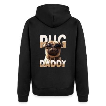 Pug Daddy Mops Papa Vatertag Pug Dad Süßer Mops - Unisex Premium Bio Zip Hoodie - Schwarz - Hinten - Nico (187cm)