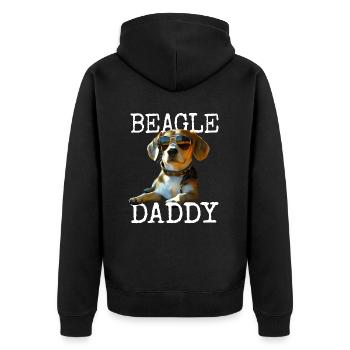 Beagle Daddy Hunde Papa Vatertag Vater Beagle Dad - Unisex Premium Bio Zip Hoodie - Schwarz - Hinten - Nico (187cm)