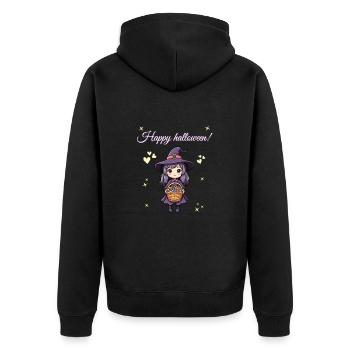 Frohe Halloween-Hexe! - Unisex Premium Bio Zip Hoodie - Schwarz - Hinten - Nico (187cm)