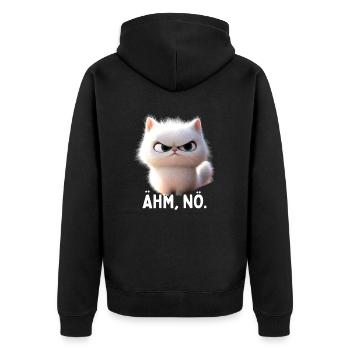 Ähm Nö Katze Nein No Faulenzer Neinsagen Katzen - Unisex Premium Bio Zip Hoodie - Schwarz - Hinten - Nico (187cm)