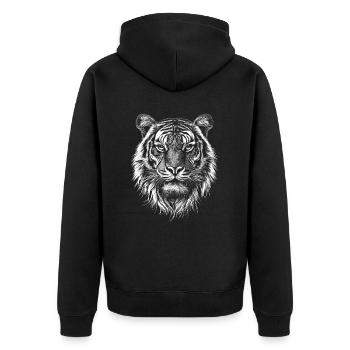 Tiger Portrait Big Cat Animals Animal - Unisex Premium Organic Zip Hoodie - black - Back - Nico (187cm)