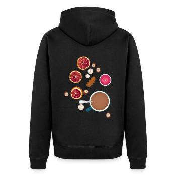 Hygge Herbst Gefühle Geschenk - Unisex Premium Bio Zip Hoodie - Schwarz - Hinten - Nico (187cm)