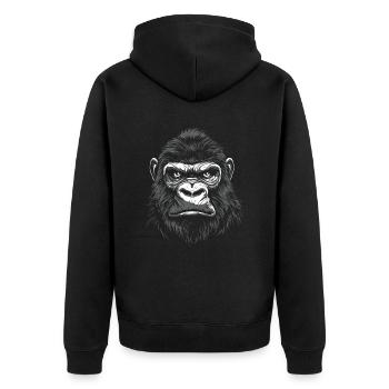 Gorille Portrait Faune Faune Jungle Singe - Veste à capuche bio Premium Unisexe - noir - Dos - Nico (187cm)