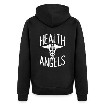 Health Angels Arzt Krankenschwester Ärztin Notarzt - Unisex Premium Bio Zip Hoodie - Schwarz - Hinten - Nico (187cm)