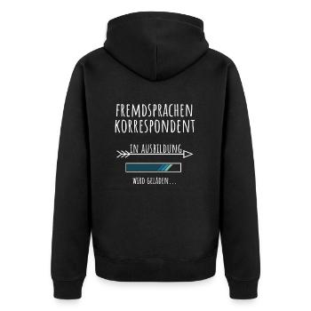 Fremdsprachenkorrespondent Ausbildung Beruf - Unisex Premium Bio Zip Hoodie - Schwarz - Hinten - Nico (187cm)