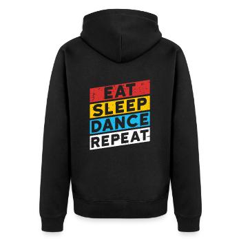 TANZ TANZEN TÄNZER | EAT SLEEP DANCE REPEAT - Unisex Premium Bio Zip Hoodie - Schwarz - Hinten - Nico (187cm)