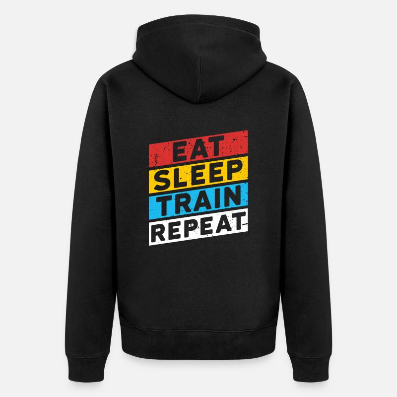 TRAIN | MANGEZ LE TRAIN DE SOMMEIL RÉPÉTER - Veste à capuche bio Premium Unisexe - noir