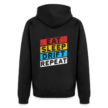 DRIFTER DRIFTING | EAT SLEEP DRIFT REPEAT - Unisex Premium Organic Zip Hoodie - black - Back - Nico (187cm)