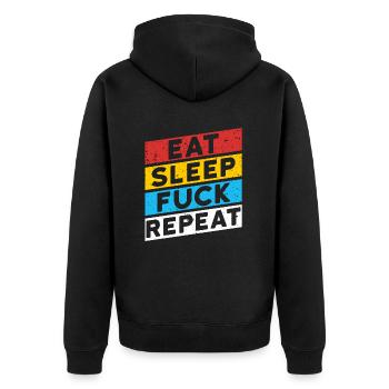 PUTAIN de FUCKing | MANGER DORMIR FUCK RÉPÉTER - Veste à capuche bio Premium Unisexe - noir - Dos - Nico (187cm)
